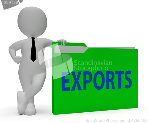 Image of Exports Folder Indicates Sell Abroad 3d Rendering