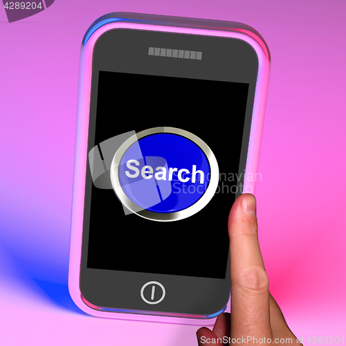 Image of Search Button On Mobile Shows Internet Access