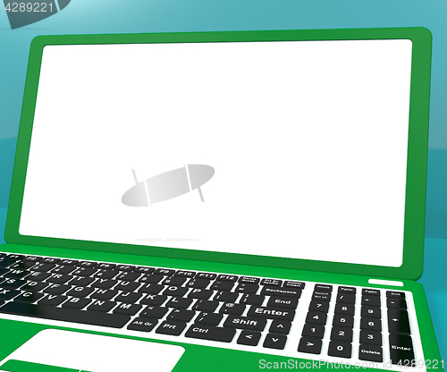 Image of Green Computer On Desk With White Copyspace