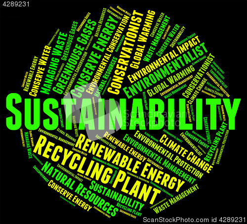 Image of Sustainability Word Indicates Sustainable Recycling And Conserve