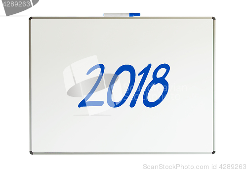 Image of 2018, message on whiteboard