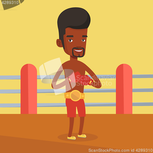 Image of Confident boxer in the ring vector illustration.