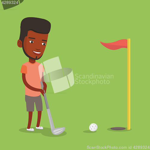 Image of Golfer hitting the ball vector illustration.