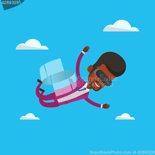 Image of Man in vr headset flying in the sky.