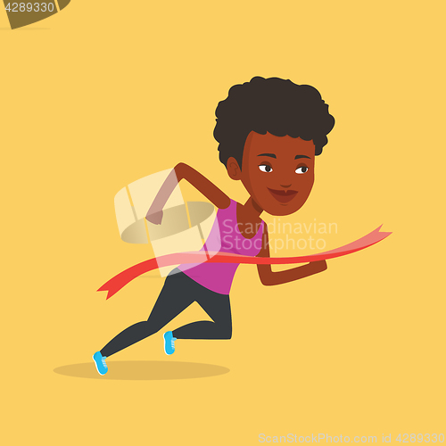 Image of Athlete crossing finish line vector illustration.