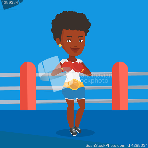 Image of Confident boxer in the ring vector illustration.