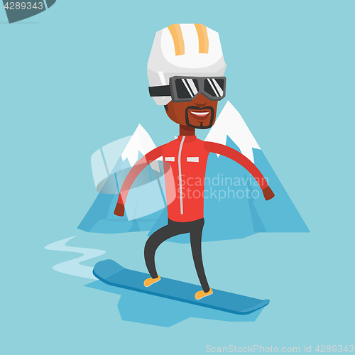 Image of Young man snowboarding vector illustration.