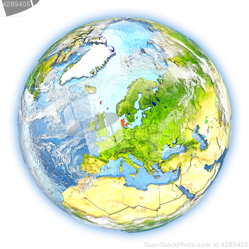 Image of Denmark on Earth isolated