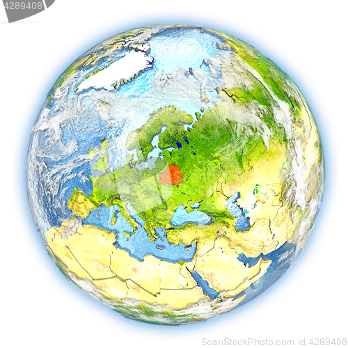 Image of Belarus on Earth isolated