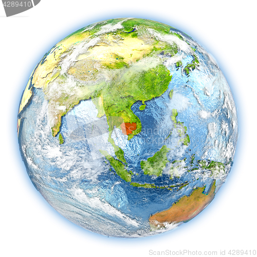 Image of Cambodia on Earth isolated