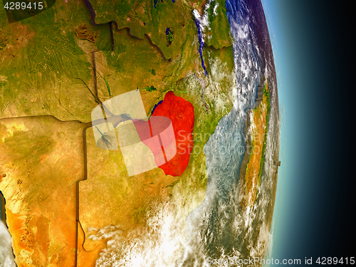 Image of Zimbabwe in red from space