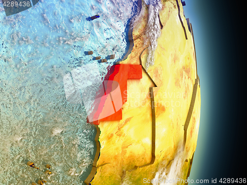 Image of Western Sahara in red from space