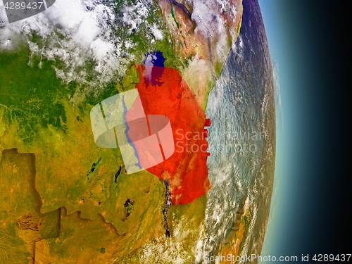 Image of Tanzania in red from space