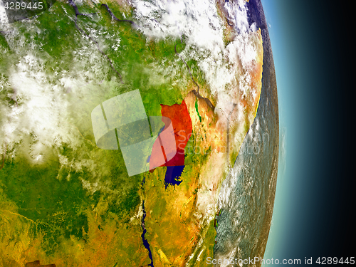 Image of Uganda in red from space