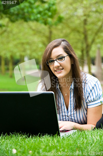 Image of Working caucasian businesswoman