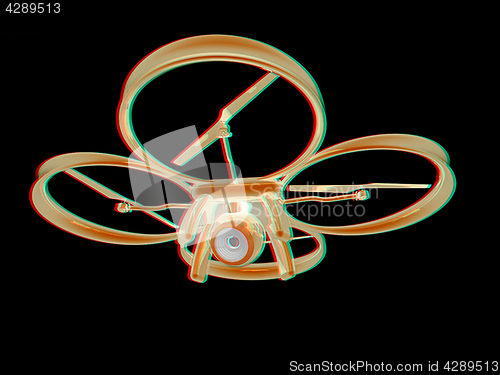 Image of Drone, quadrocopter, with photo camera flying. 3d render. Anagly