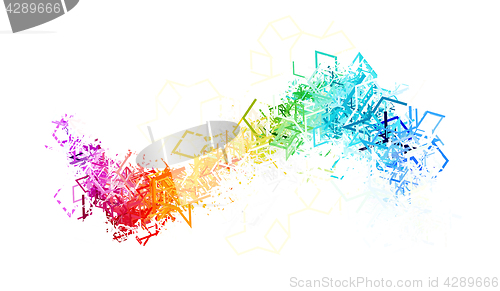 Image of Colorful lines on white background