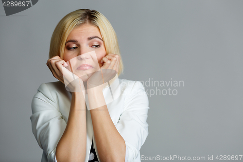 Image of Woman on empty gray background