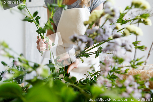 Image of Florist woman in flower shop