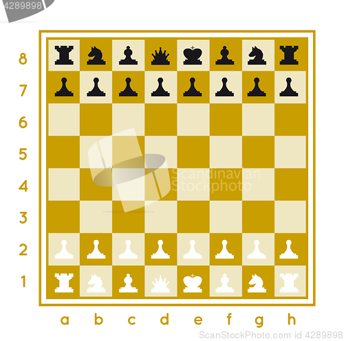 Image of Chess set vector illustration on white background with a chessboard