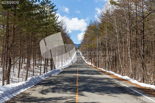 Image of Beautiful winter landscape with road 