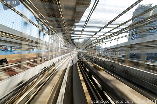 Image of Monorail passing though the tunnel