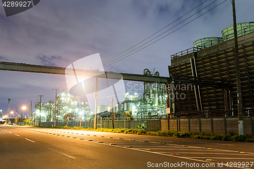 Image of Industrial factory at night