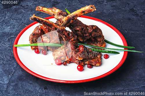 Image of dish of baked lamb ribs