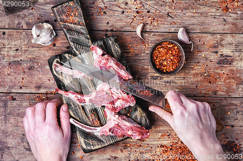 Image of meat on the rib of lamb