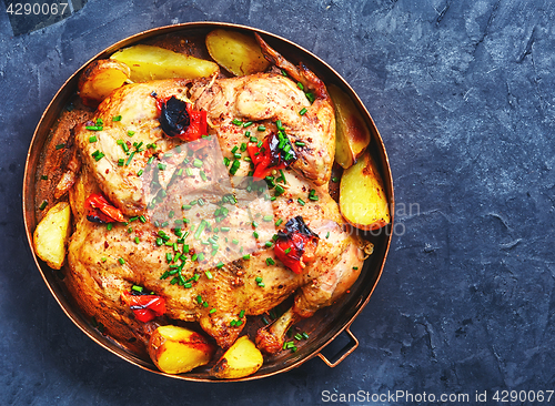 Image of roast chicken tobacco on pan