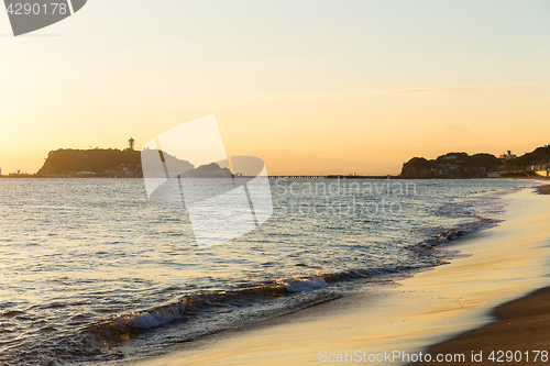 Image of Yuigahama coast of Shonan at sunset