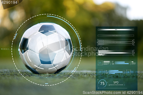 Image of soccer ball on football field marking line