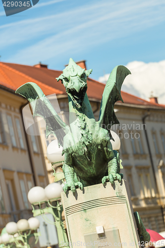 Image of Famous Dragon bridge, symbol of Ljubljana, Slovenia, Europe.