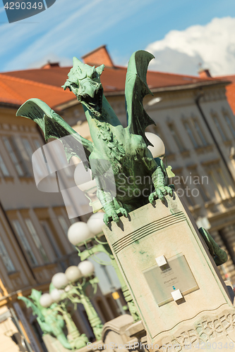 Image of Famous Dragon bridge, symbol of Ljubljana, Slovenia, Europe.