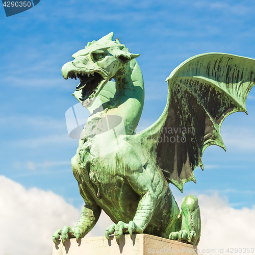 Image of Famous Dragon bridge, symbol of Ljubljana, Slovenia, Europe.