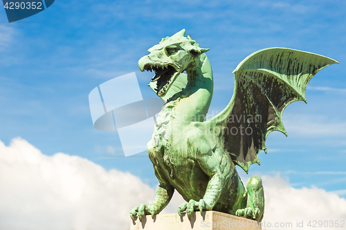 Image of Famous Dragon bridge, symbol of Ljubljana, Slovenia, Europe.