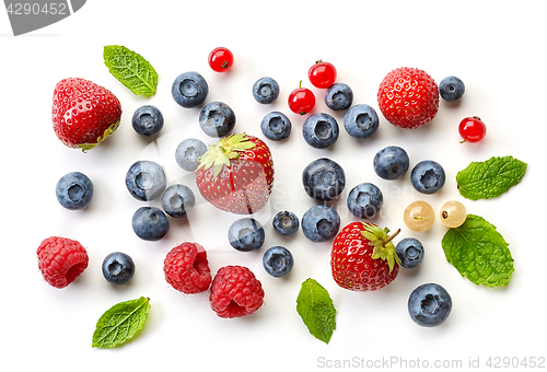 Image of various fresh berries on white background