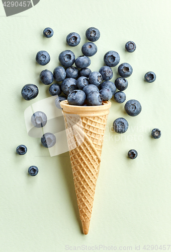 Image of fresh blueberries in ice cream cone