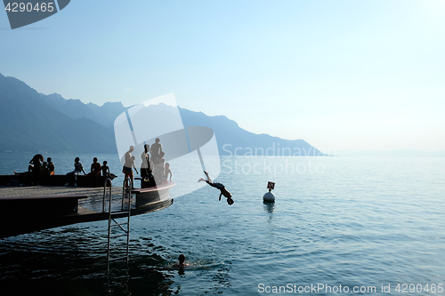 Image of Geneva lake in Montreux, Switzerland