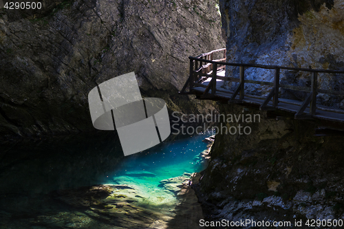 Image of The fabulous Vintgar Gorge in Slovenia near lake Bled