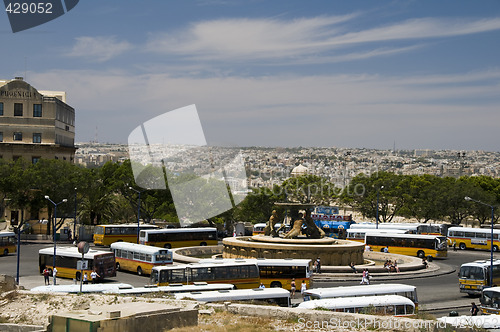 Image of bus station view of valletta malta triton fountain