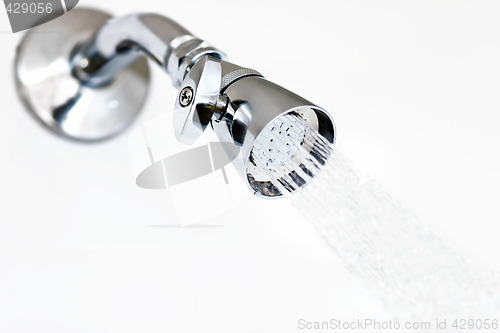 Image of Gleaming Steel Shower Head on White