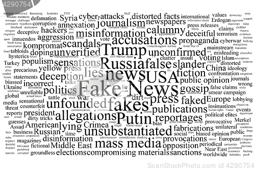 Image of Word tag cloud on the topic of fake news