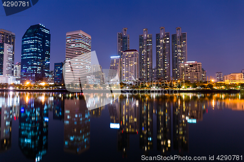 Image of Benchakitti Park in Bangkok city at night