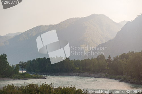 Image of Evening in mountain on river Katun