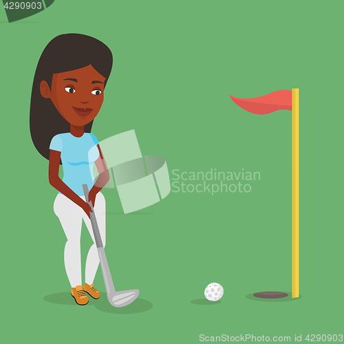 Image of Golfer hitting the ball vector illustration.