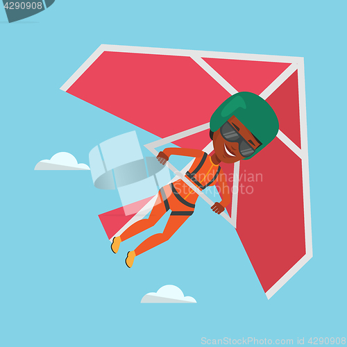 Image of Woman flying on hang-glider vector illustration.