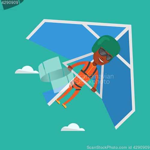 Image of Man flying on hang-glider vector illustration.