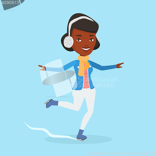 Image of Woman ice skating vector illustration.