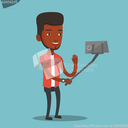Image of Man making selfie vector illustration.